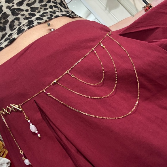 Handmade gold and rose quartz belly chain - Picture 3 of 15